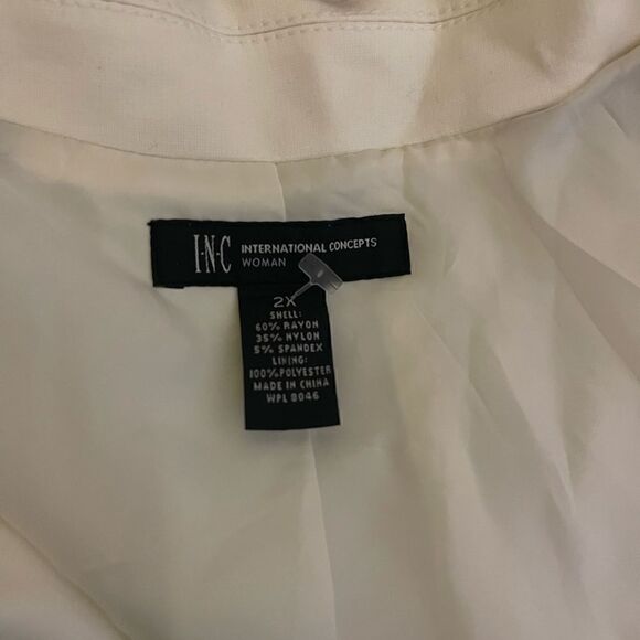 Inc women tan/white natural moto jacket/coat zip up plus size 2xl - Picture 3 of 9